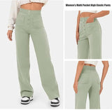 NEW Flexipants - Women's Casual High Waist Stretch Pants, Straight Leg Flexi Pants for Women Light Green Sz XL