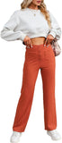 NEW Flexipants - Women's Casual High Waist Stretch Pants, Straight Leg Flexi Pants for Women Orange Sz XL