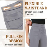 NEW Flexipants - Women's Casual High Waist Stretch Pants, Straight Leg Flexi Pants for Women Black Fits 2X/3X
