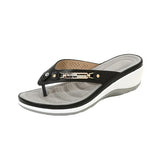 NEW Orthopedic Sandals For Women, Slip On Wedge Sandals For Women, Comfortable Flip Flops Open Toe Sandals, Black, Sz 7.5
