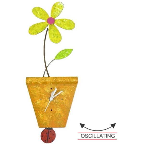 New with box! OXIDOS FLOWER POT PENDULUM CLOCK MADE IN COLOMBIA FAIR TRADE, HAND-CRAFTED Retails $65+