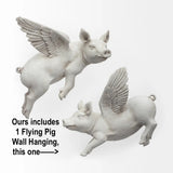 NEW Retails $238, Hogbadi White Skillfully Crafted Resin Flying Pig Wall Hanging in a Rustic White Finish