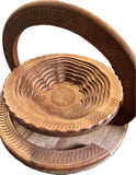New Unique Handmade Wood Carving Fruit Plate/Bowl/Basket, Wooden Fruit Basket, Foldable Bamboo Dried Fruit Basket, (One Grid) Retails $72+