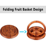 New Unique Handmade Wood Carving Fruit Plate/Bowl/Basket, Wooden Fruit Basket, Foldable Bamboo Dried Fruit Basket, (One Grid) Retails $72+