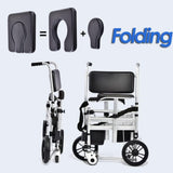 Retails $379 New in box! Padded Folding Commode Chair for Elderly, Disabled, Adjustable Commode Chair with Wheels, Lifting Armrests, Flip-Up Footrest