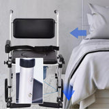 Retails $379 New in box! Padded Folding Commode Chair for Elderly, Disabled, Adjustable Commode Chair with Wheels, Lifting Armrests, Flip-Up Footrest