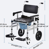 Retails $379 New in box! Padded Folding Commode Chair for Elderly, Disabled, Adjustable Commode Chair with Wheels, Lifting Armrests, Flip-Up Footrest