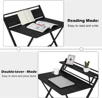 New Micozy Folding Collapsible Computer Desk 2-Layer, 31.5-inch Desk with Shelf, Foldable Table, Black! This desk folds & unfolds flat great for small spaces!