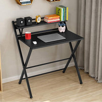 New Micozy Folding Collapsible Computer Desk 2-Layer, 31.5-inch Desk with Shelf, Foldable Table, Black! This desk folds & unfolds flat great for small spaces!