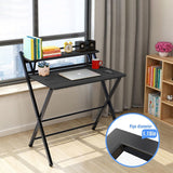 New Micozy Folding Collapsible Computer Desk 2-Layer, 31.5-inch Desk with Shelf, Foldable Table, Black! This desk folds & unfolds flat great for small spaces!