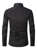 NEW Men's Formal Solid Long Sleeve Slim Fit Button Up Shirt For Business Occasions, Spring Fall Men's Shirt, Black, Sz M, Retails $95