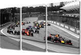 New Retails $75+ TUMOVO 3 Panel Canvas Wall Art Formula 1 Race Car Wall Decor Home Picture for Bedroom Living Room Framed Ready to Hang, 36" Wx 24"
