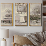 New Retails $185+ Designart "French Bathroom Vintage II" Bathroom Framed Wall Art Set of 3, Gold Frame