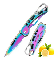 New Stainless Steel Keychain Folding Knife Outdoor Carrying Knife Mirror Sharp Pocket Knife Fruit Knife Folding Knife Outdoor Tool, multi coloured