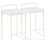 New 2 LUMISOURCE 26" FAUX LEATHER COUNTER STOOLS WHITE, STACKABLE! Retails $364+