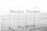 New 2 LUMISOURCE 26" FAUX LEATHER COUNTER STOOLS WHITE, STACKABLE! Retails $364+