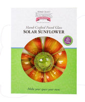 Beautiful Hand Crafted Fused Glass Weather Resistant Sunflower Solar Garden Stake! Center ball lights up at night, changing colours and is a wonderful center-piece for your landscape or garden during the day or night.