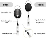 New Fushing 10Pcs Retractable ID Badge Holders ID Badge Reels with Belt Clip Retractable Badge Holders for Office Worker Doctor Nurse (Black)