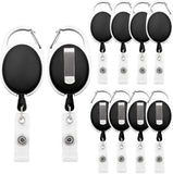 New Fushing 10Pcs Retractable ID Badge Holders ID Badge Reels with Belt Clip Retractable Badge Holders for Office Worker Doctor Nurse (Black)