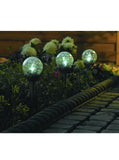 New Fusion Mini Solar Crackle Ball Stakes - Plastic LED 2-in x 10-in Black - 3 Pack