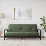 New Assembled DHP Brax Full Size Black Metal Futon Frame with 6” Mattress, Green! Retails $370+