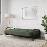 New Assembled DHP Brax Full Size Black Metal Futon Frame with 6” Mattress, Green! Retails $370+