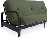 New Assembled DHP Brax Full Size Black Metal Futon Frame with 6” Mattress, Green! Retails $370+