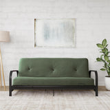 New Assembled DHP Brax Full Size Black Metal Futon Frame with 6” Mattress, Green! Retails $370+