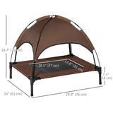 NEW Retails $90, PawHut Elevated Dog Bed with Canopy, Portable Raised Dog Cot for M Sized Dogs, Indoor & Outdoor, 30" x 24" x 29", Coffee