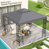 NEW Retails $200, Outsunny 10' x 10' Square 2-Tier Gazebo Canopy Replacement Top Cover Outdoor Garden Sun Shade, Dark Grey
