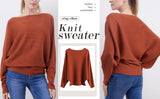 New GABERLY Boat Neck Batwing Sleeves Dolman Lightweight Knit Pullover Top for Women One Size Fits up to XL Burnt Orange