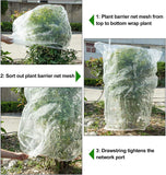 New Insect Bird Barrier Mesh, Garden Netting Barrier, Bird Netting, Netting for Plant with Drawstring, 3.5 x 4.6 FT Tomato Protective Cover, Large Potted Fruit Protectors Cover for Blueberry Bushes