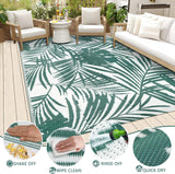 NEW Retails $120, MontVoo Outdoor Rug Carpet 8x10 Waterproof-Patio Rug Mat Reversible Portable RV Camping Picnic Beach Mat Plastic Straw Rugs Outside Outdoor Area Rugs for Patio Deck Pool Deck Balcony Backyard, Green/White