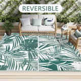 NEW Retails $120, MontVoo Outdoor Rug Carpet 8x10 Waterproof-Patio Rug Mat Reversible Portable RV Camping Picnic Beach Mat Plastic Straw Rugs Outside Outdoor Area Rugs for Patio Deck Pool Deck Balcony Backyard, Green/White