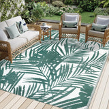 NEW Retails $120, MontVoo Outdoor Rug Carpet 8x10 Waterproof-Patio Rug Mat Reversible Portable RV Camping Picnic Beach Mat Plastic Straw Rugs Outside Outdoor Area Rugs for Patio Deck Pool Deck Balcony Backyard, Green/White