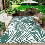 NEW Retails $120, MontVoo Outdoor Rug Carpet 8x10 Waterproof-Patio Rug Mat Reversible Portable RV Camping Picnic Beach Mat Plastic Straw Rugs Outside Outdoor Area Rugs for Patio Deck Pool Deck Balcony Backyard, Green/White