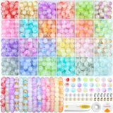 New sealed Round Glass Beads for Jewelry Making, 24 Color 8mm Glass Crystal Beads Friendship Bracelets Making Kit for DIY Earrings Necklaces Rings