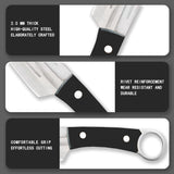New GLIART Portable hand forged circular handle chef's knife/multi-purpose knife with sheath, suitable for cutting fruits, outdoor barbecue, picnic camping, kitchen meat cutting (Brown handle)