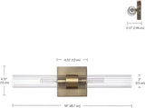 NEW Globe Electric 63000052 18" 2-Light Vanity Light, Matte Brass Finish, Ribbed Glass Shade, Bathroom Décor, Home Décor, Home Improvement, Soft Glam Light, Makeup Lighting, Beauty Room Accessories