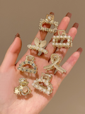 New 7pcs Women's Pearl And Rhinestone Decor Half Up Hair Clips