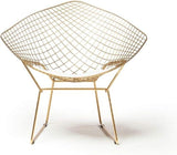 Retails $295 New Assembled Li Metal Accent Chair, Diamond Lounge Chair, White Seat Pad NOT Included, Modern Chair in Gold!