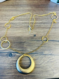 New Nygard Collection Gold Tone Long Circular Rings Necklace with lobster clasp closure 32 inch