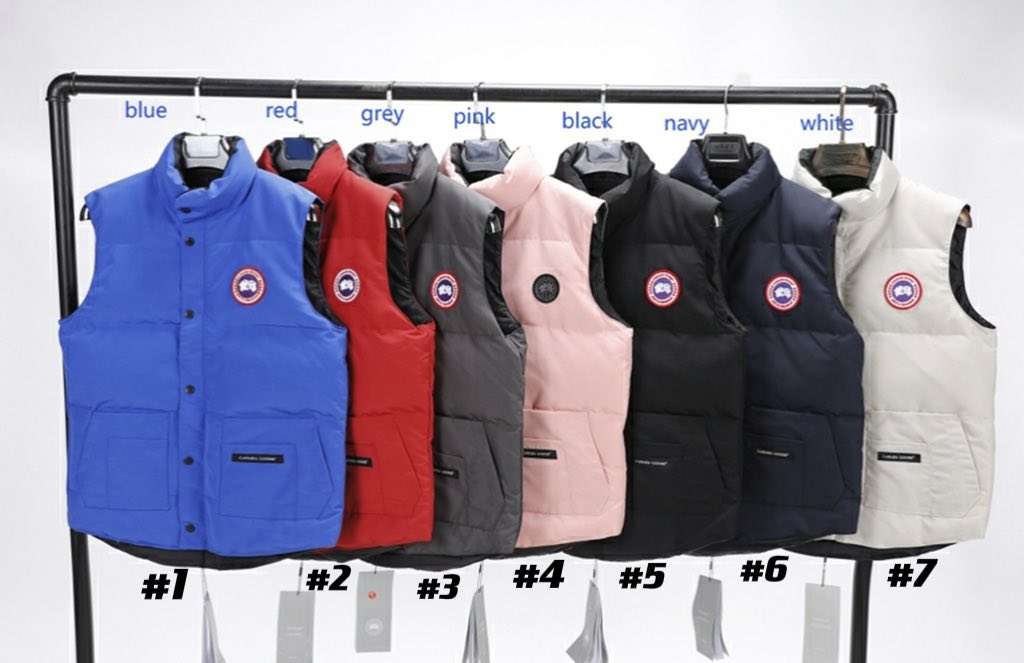 Inspired by C^anada Goose men/women vest12 ! Colours  Blue, Red, Grey, Pink, Black, Navy, White!  S-XXL  Tax included