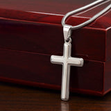 New To My Grandson Polished Stainless Steel Cross Necklace, includes verse card! Just place in your own gift box! Perfect Gift! All Ages Kids 3+ and Adults! Retails $86+