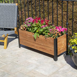 NEW Grapevine Low-Profile Planter, FSC Recycled Wood, Rectangular, 37IN x 12.6IN, Medium Brown, Retails $109! Plants NOT included