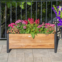 NEW Grapevine Low-Profile Planter, FSC Recycled Wood, Rectangular, 37IN x 12.6IN, Medium Brown, Retails $109! Plants NOT included