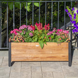NEW Grapevine Low-Profile Planter, FSC Recycled Wood, Rectangular, 37IN x 12.6IN, Medium Brown, Retails $109! Plants NOT included