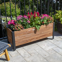 NEW Grapevine Low-Profile Planter, FSC Recycled Wood, Rectangular, 37IN x 12.6IN, Medium Brown, Retails $109! Plants NOT included