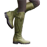 New Women Knee High Boots Fashion Comfortable Flat Bottom Riding Boots Green Sz 7.5