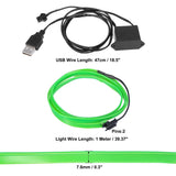 New 1 Meter/3ft Interior USB Neon EL Wire String Strip Green Cold Light Glow String Strip Set for Car